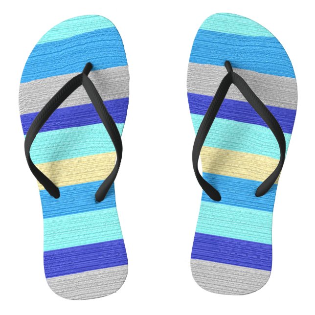Blue and Gold Stripes Flipflops (Footbed)