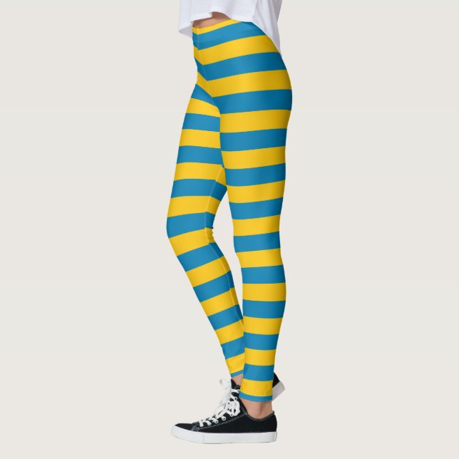 Blue and Gold Stripes Leggings (Left)
