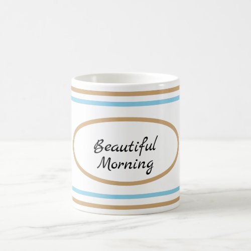 Blue and Gold Stripes with quote on white Coffee Mug