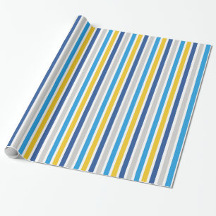 Blue and Gold Stripes Wrapping Paper