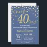 Blue and Gold Surprise 40th Birthday Diamond Invitation<br><div class="desc">Surprise 40th Birthday Invitation with Blue and Gold Glitter Diamond Background. Gold Confetti. Adult Birthday. Male Men or Women Birthday. For further customization,  please click the "Customize it" button and use our design tool to modify this template.</div>
