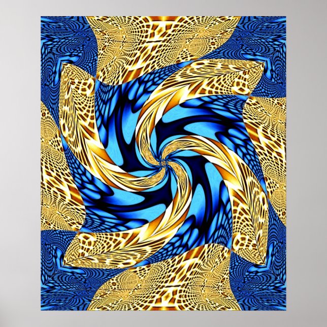 Blue and Gold Swirl Poster (Front)