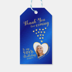 Blue and Gold Thank You 50th Birthday Favor Gift Tags