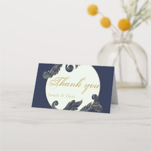 Blue and Gold Thank You Cards
