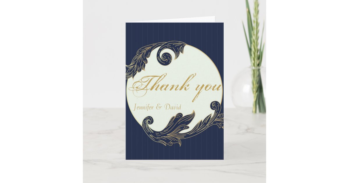 Blue and Gold Thank You Cards Zazzle