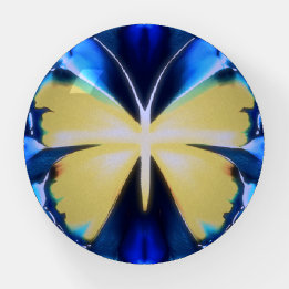 Blue and Gold Tie Dye Butterfly Paperweight