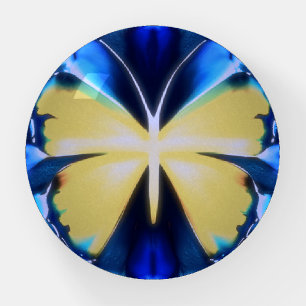 Blue and Gold Tie Dye Butterfly Paperweight