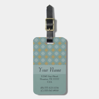 Blue and Gold Tiled Pattern Luggage Tag