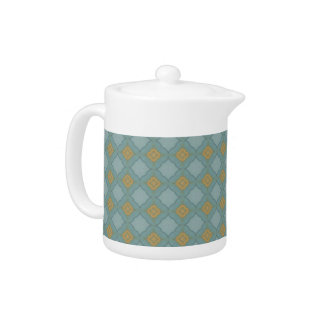 Blue and Gold Tiled Pattern Teapot