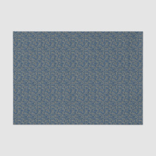 Blue and Gold Tone Baroque Flourish Decoupage Tissue Paper