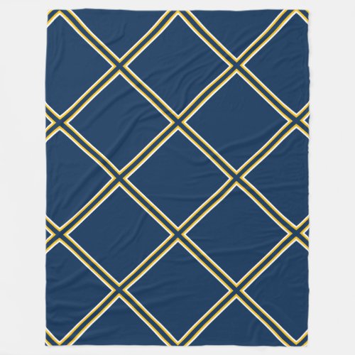 Blue and Gold Trellis Pattern Fleece Blanket