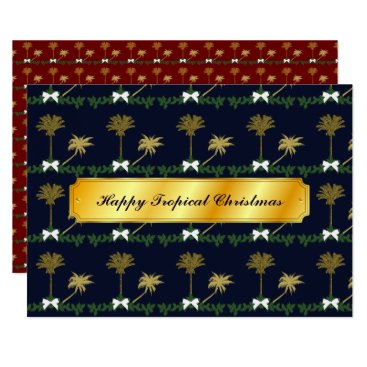 Blue and Gold Tropical Christmas with Palm Trees Card Blue and Gold Tropical Christmas with Palm Trees Card