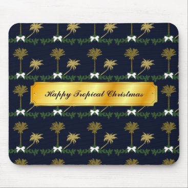 Blue and Gold Tropical Christmas with Palm Trees Mouse Pad Blue and Gold Tropical Christmas with Palm Trees Mouse Pad