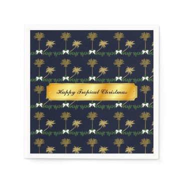Blue and Gold Tropical Christmas with Palm Trees Paper Napkin Blue and Gold Tropical Christmas with Palm Trees Paper Napkin
