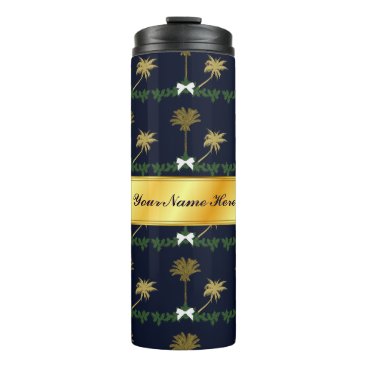 Blue and Gold Tropical Christmas with Palm Trees Thermal Tumbler Blue and Gold Tropical Christmas with Palm Trees Thermal Tumbler