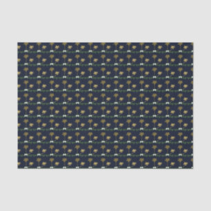 Blue and Gold Tropical Christmas with Palm Trees Tissue Paper