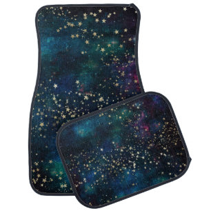 Blue and Gold Under the Stars Night Sky Car Floor Mat