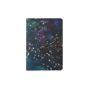 Blue and Gold Under the Stars Night Sky Passport Holder