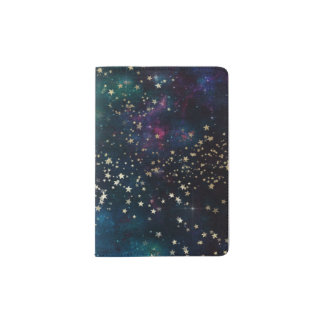 Blue and Gold Under the Stars Night Sky Passport Holder
