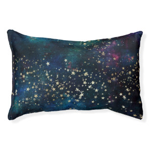 Blue and Gold Under the Stars Night Sky Pet Bed