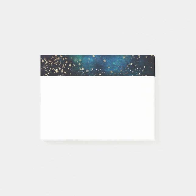 Blue and Gold Under the Stars Night Sky Post-it Notes (Front)