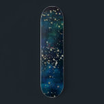 Blue and Gold Under the Stars Night Sky Skateboard<br><div class="desc">Blue and Gold Foil Under the Stars Night Sky Celestial Galaxy Background.</div>
