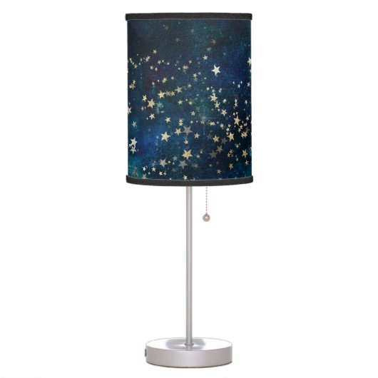 Blue and Gold Under the Stars Night Sky Table Lamp (Left)