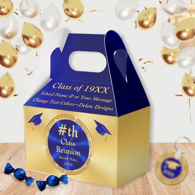 Blue and Gold, Unique, Class Reunion Favors, Boxes (Class Reunion Party Favor Ideas. Blue, Gold, Class Reunion Favors, 50th, 40th, 30th, Class of 1974)
