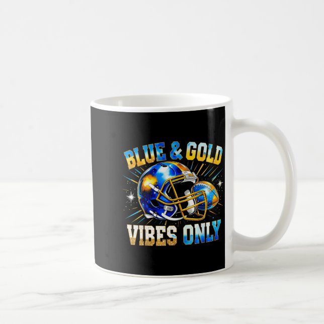 Blue And Gold Vibes Only Football Fan Gift  Coffee Mug (Right)