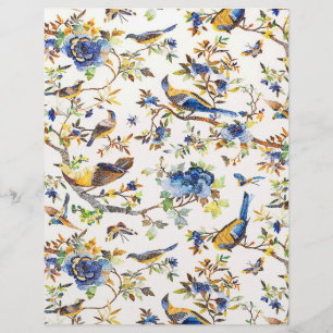 Blue and gold vintage birds