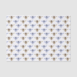 Blue and Gold Vintage Honeybee Pattern Apiary Tissue Paper