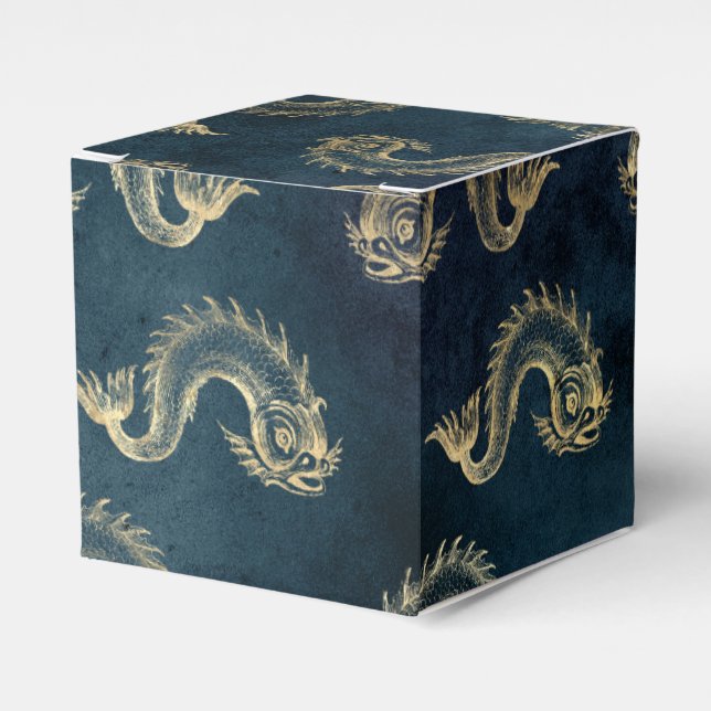 Blue and Gold Vintage Nautical Favor Boxes (Front Side)