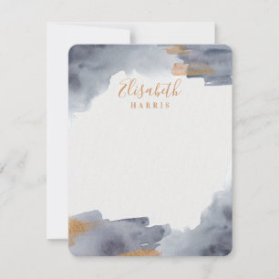 Blue and Gold Watercolor Swash Note Card
