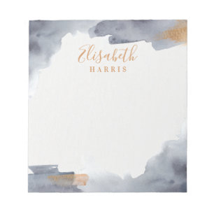 Blue and Gold Watercolor Swash Notepad