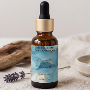 Blue and Gold Waterproof Cosmetics Dropper Bottle Labels