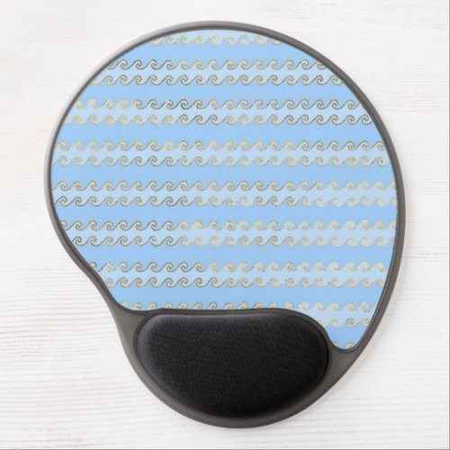 Blue and Gold Waves design Gel Mouse Pad