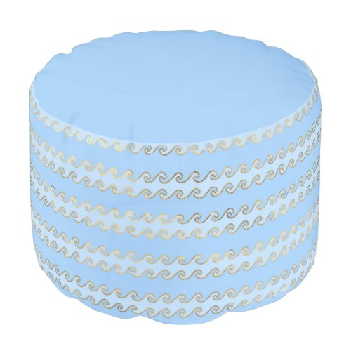 Blue and Gold Waves design Pouf