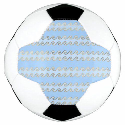 Blue and Gold Waves design Soccer Ball