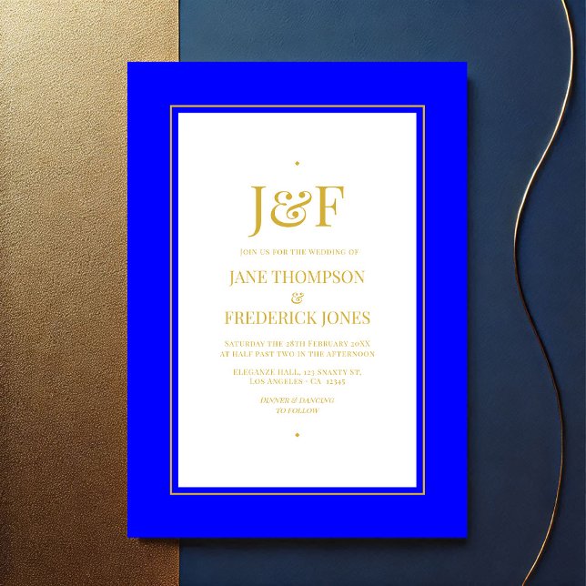 Blue and Gold Wedding Invitation (Blue and Gold Wedding Invitation)