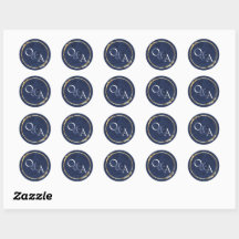 Blue and Gold Wedding Monogram, Party Favor