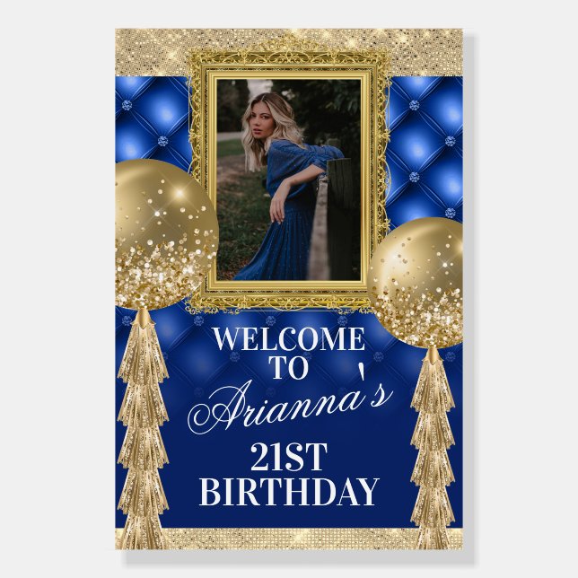 Blue and Gold Welcome Sign with Picture (Front)