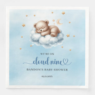 Blue and gold We're on cloud nine teddy bear boy Paper Dinner Napkins