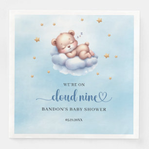 Blue and gold We're on cloud nine teddy bear boy Paper Dinner Napkins