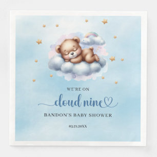 Blue and gold We're on cloud nine teddy bear boy Paper Dinner Napkins