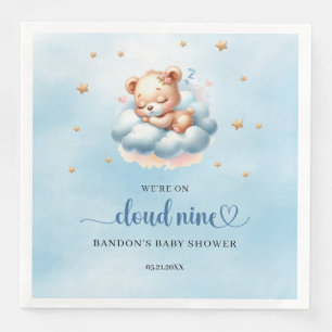 Blue and gold We're on cloud nine teddy bear boy Paper Dinner Napkins