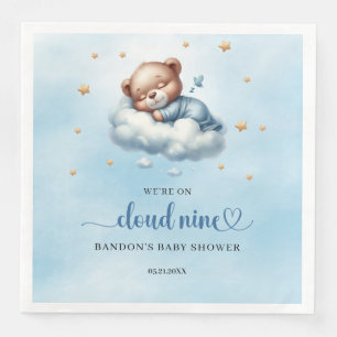 Blue and gold We're on cloud nine teddy bear boy Paper Dinner Napkins