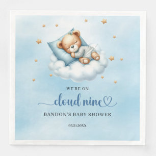 Blue and gold We're on cloud nine teddy bear boy Paper Dinner Napkins
