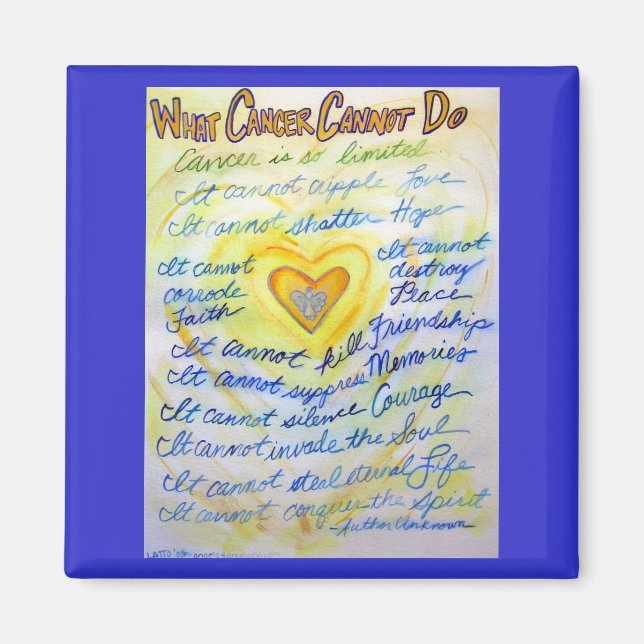 Blue and Gold What Cancer Cannot Do Heart Magnet (Front)