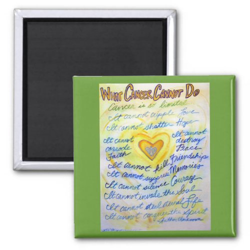 Blue and Gold What Cancer Cannot Do Heart Magnet