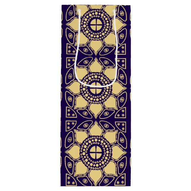 Blue and Gold Wine Gift Bag (Front)